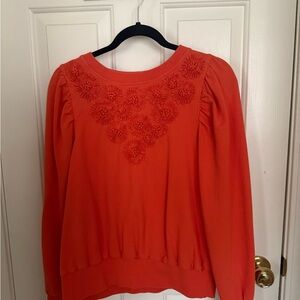 Anthropologie Orange Floral Blouse